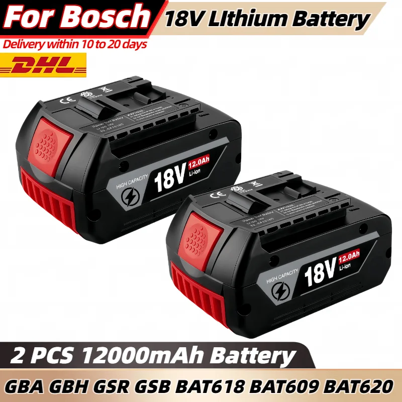 

Viedakes 18V12Ah LITHIUM-ION BATTERY High capacitysuitble for bosch GBA GSR GSB BAT618 BAT609 18v power tools w/Fuel Guage✅