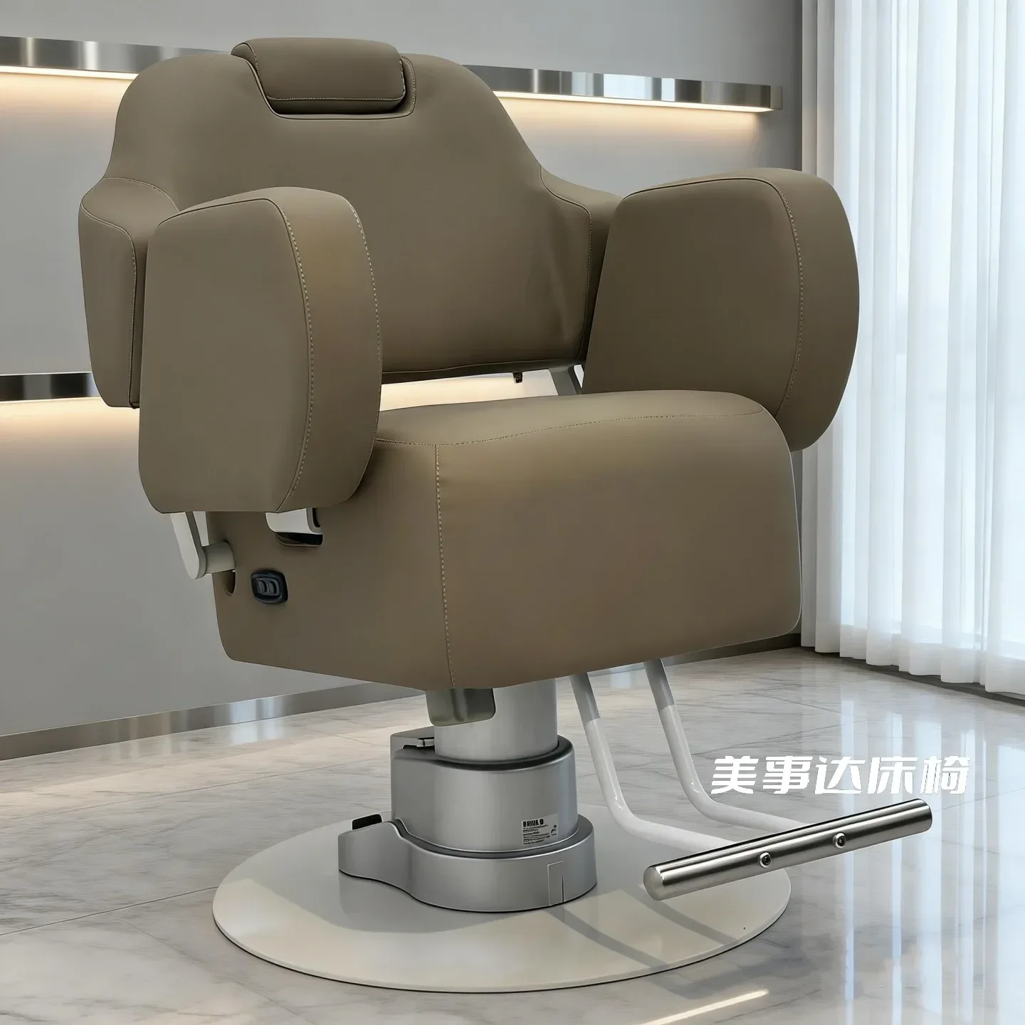 y9.10-Hair salon special wireless electric lift hair salon chair can be reclined barber chair simple hair cutting chair