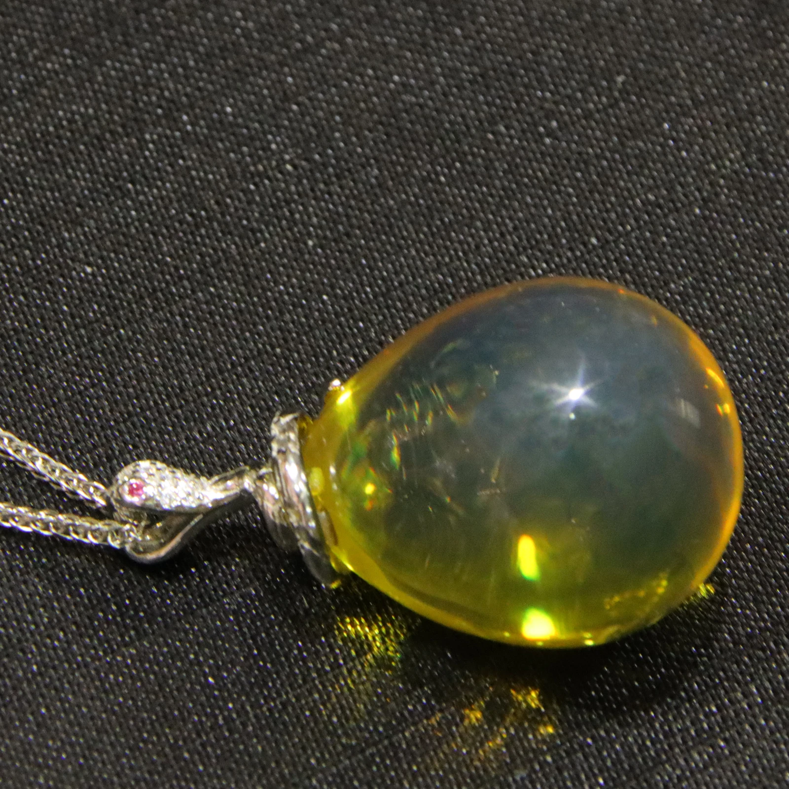 Mexican Blue Amber Sterling Silver Pendant 18.3mm Round Bead Handmade Jewelry Gift