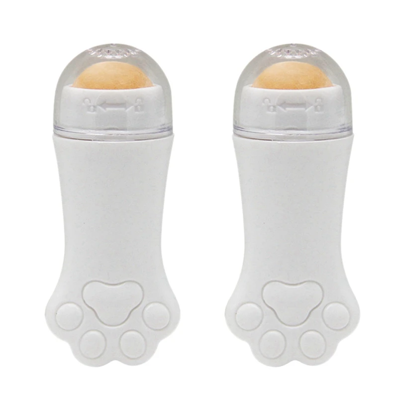 2X rullo vulcanico naturale controllo dell'olio Rolling Stone strumento per la cura della pelle pulizia del viso rullo di assorbimento dell'olio bianco