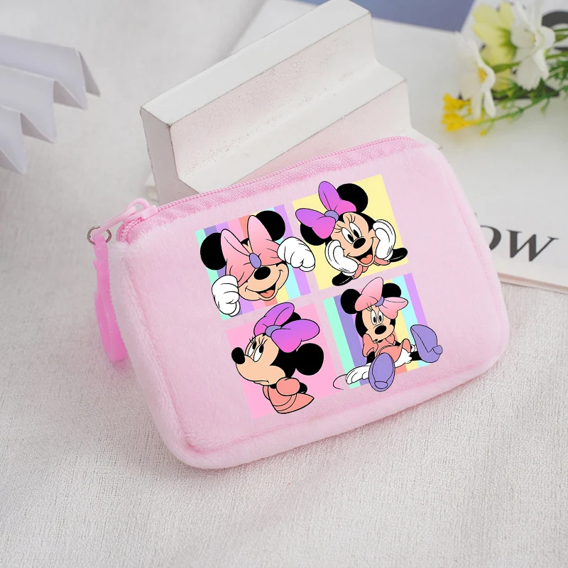 Disney Mickey Mouse Minnie Girls Mini Plush Coin Purse Children wallet Cartoon Anime Kawaii Storage Bag Kids Birthday Cute Gifts