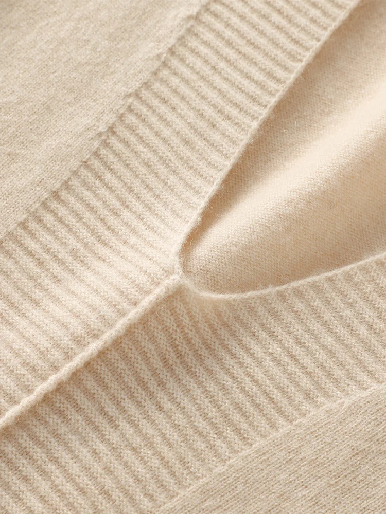 CHICUU Women Autumn Winter 100% Cashmere Sweater V-neck Long Sleeve Pullover Sweater Warm Soft Loose Style Cashmere Knitwear Top