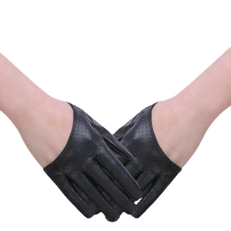 Women DS Half Palm Nightclub Pole Dancing Stage Performance Fashion Personality Hip Hop Gloves Leather Multicolor Soft