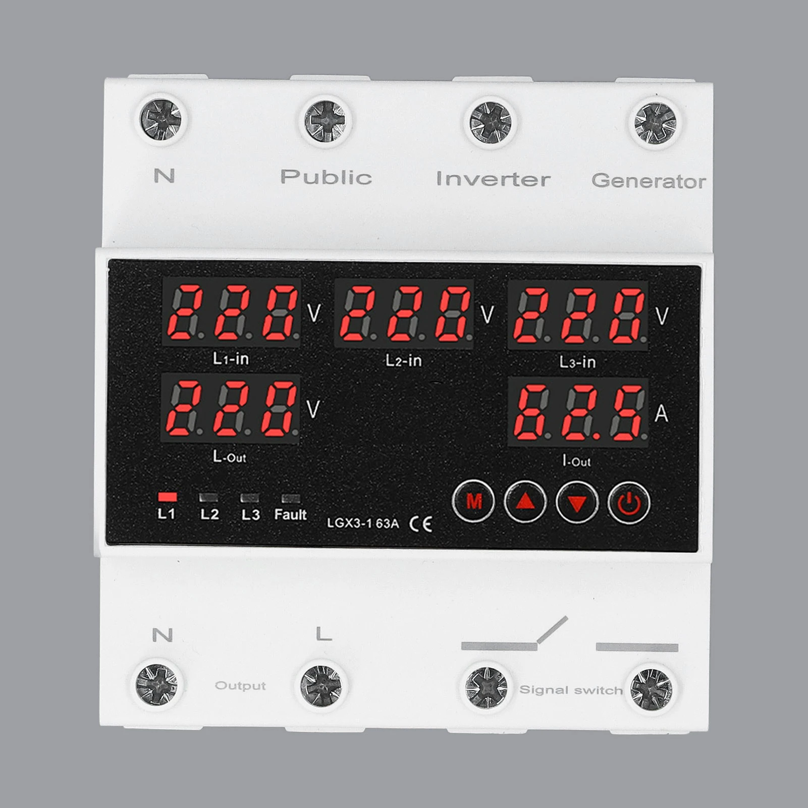 3 Phase 4 Wire Automatic Transfer Switch 63A Changeover Switch Voltage Protector with LED Display Generator and Inverter