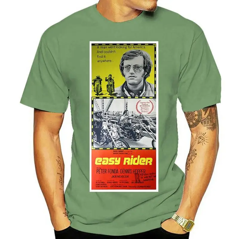 Men tshirt  Easy Rider Movie Lobby Poster  1969 Mens T-Shirt  Printed T-Shirt