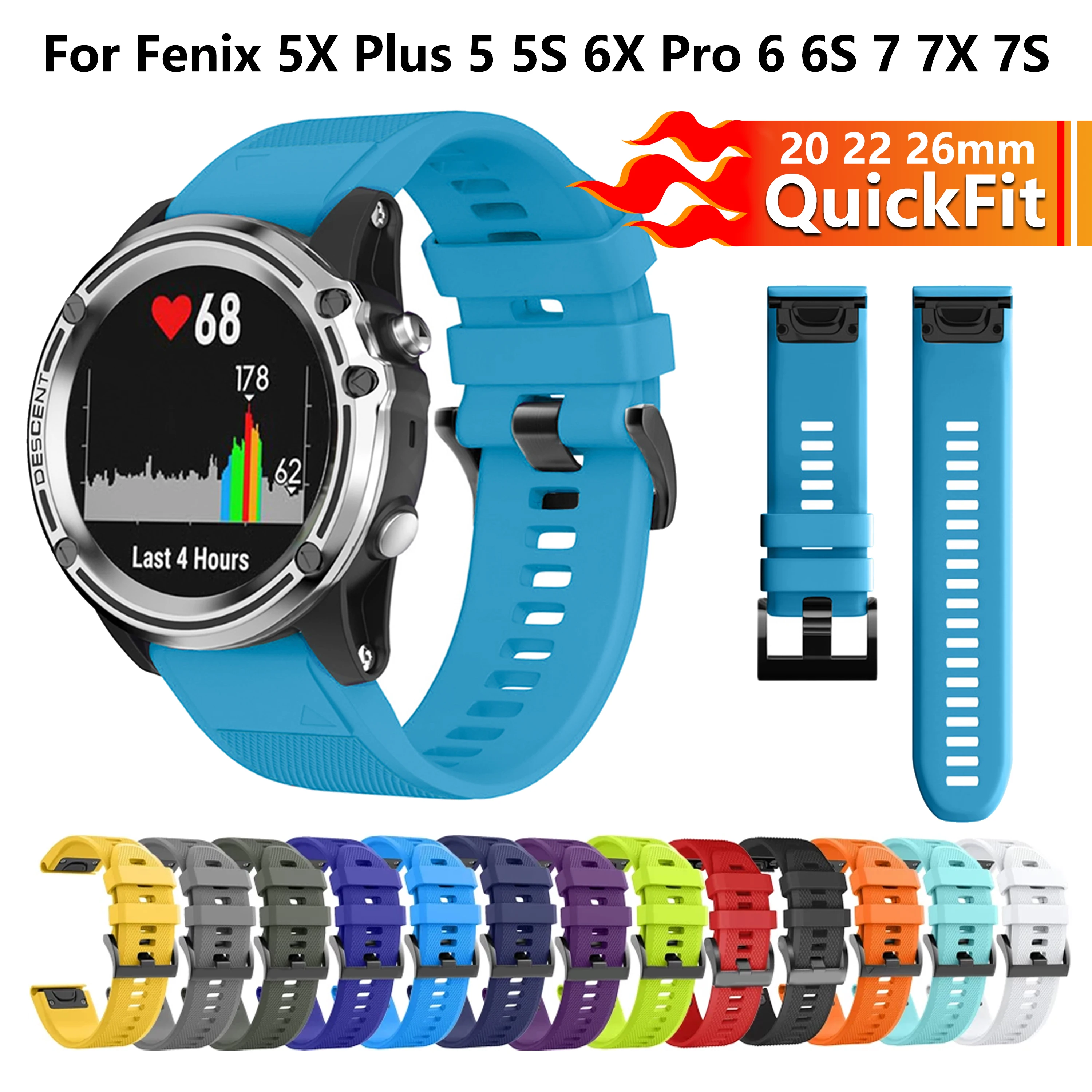 

Bracelet for Garmin Fenix 5 5X 5S Plus Samrt watch Band 20 22 26mm QuickFit Strap for fenix 6X Pro 6 6S 7X 7 7S 3HR D2 945 935