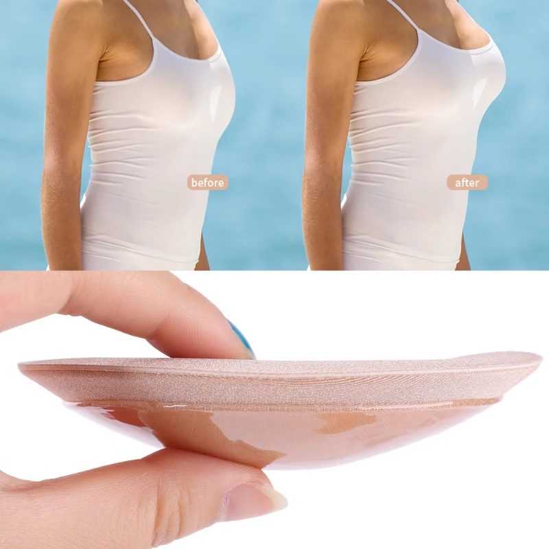 Biquíni push up almofada de peito feminino mais grosso respirável esponja sutiã inserção com adesivos de silicone sutiã inserções almofadas remendo capa de mamilo