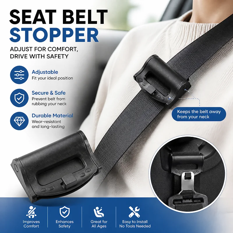 2Pcs ABS Car Seat Belt Limiter, Safety Belt Buckle Clip, Adjustable Tension Fixing Clamp for Auto Seat Belt Adjustment