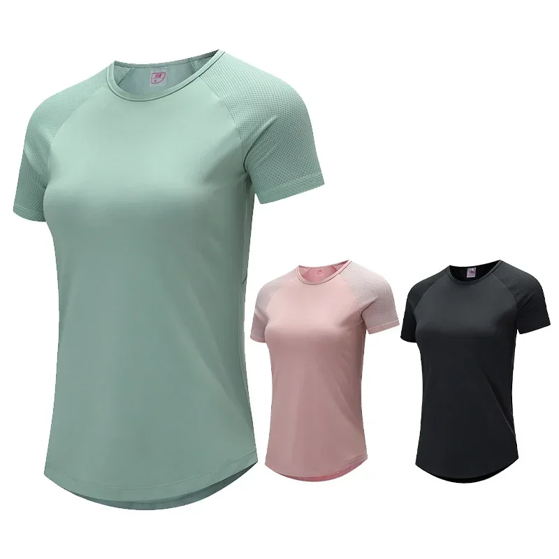 Women Quick Dry Running Tops Fitness Yoga Tight Sweatshirt Jogging Short Sleeve Sports T-Shirts Workout Training Costume