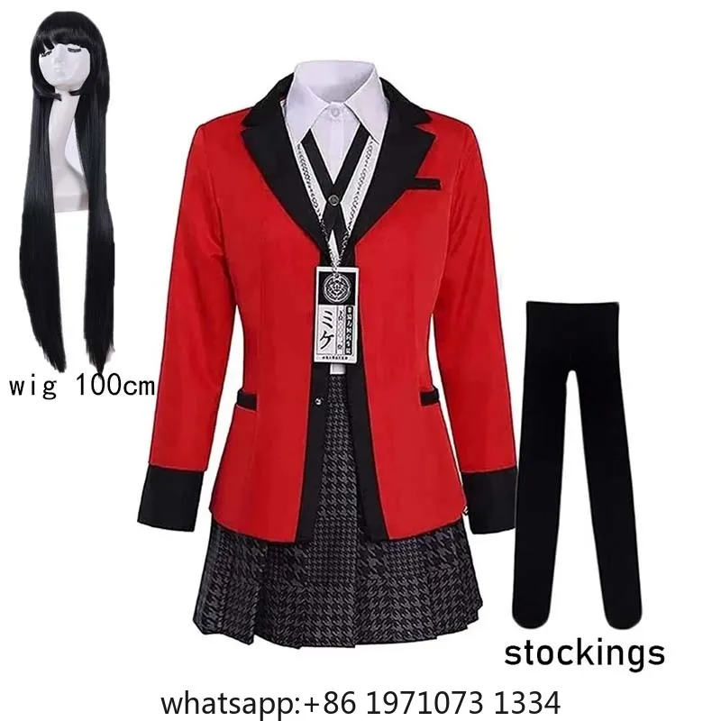 Yumeko Jabami Cosplay Costume School Uniforms Jabami Yumeko Outfits Full Set with Stockings Girl JK School Uniform For Comic Con
