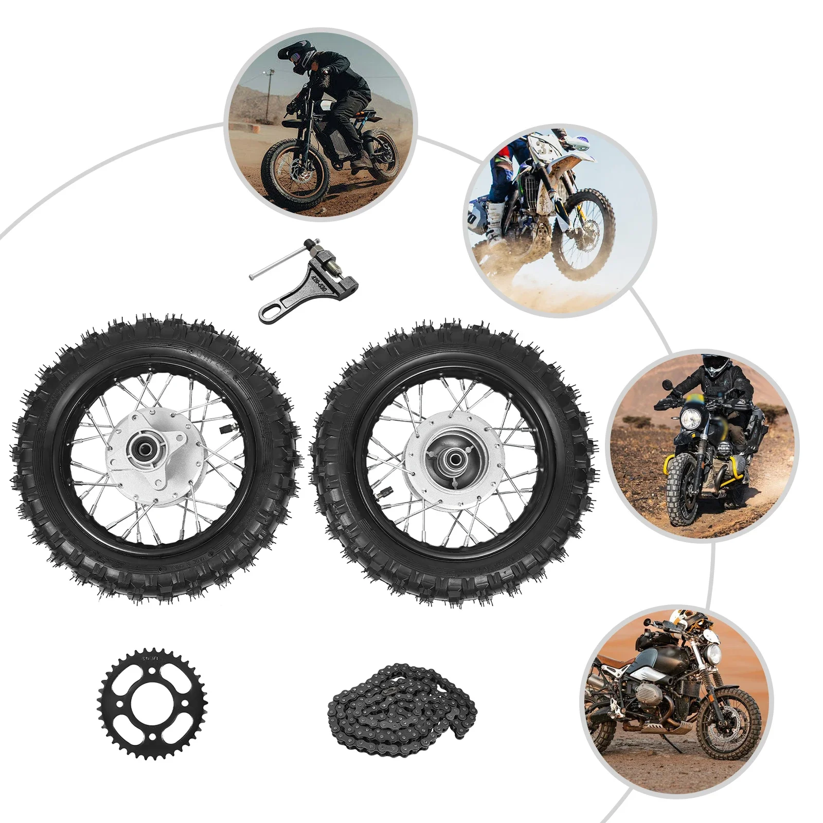 

Suitable for Honda CRF50 XR50 BBR 2.50-10 Front and Rear Tire Rims with Drum Brake Off-Road Motorcycle