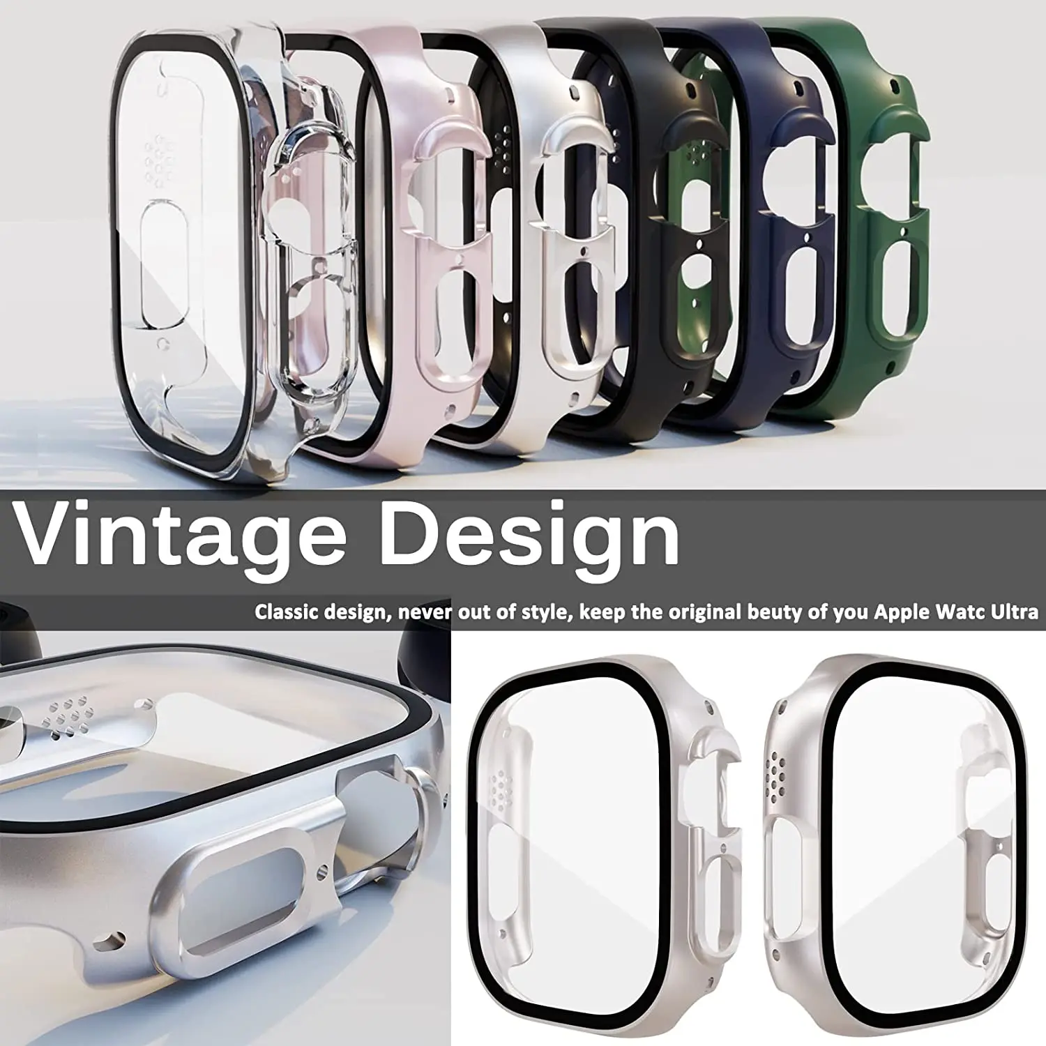 Vetro temperato + Cover per Apple Watch Case Ultra 49mm accessori Anti-Fog Hard PC Protector paraurti Screen Protector iWatch ultra