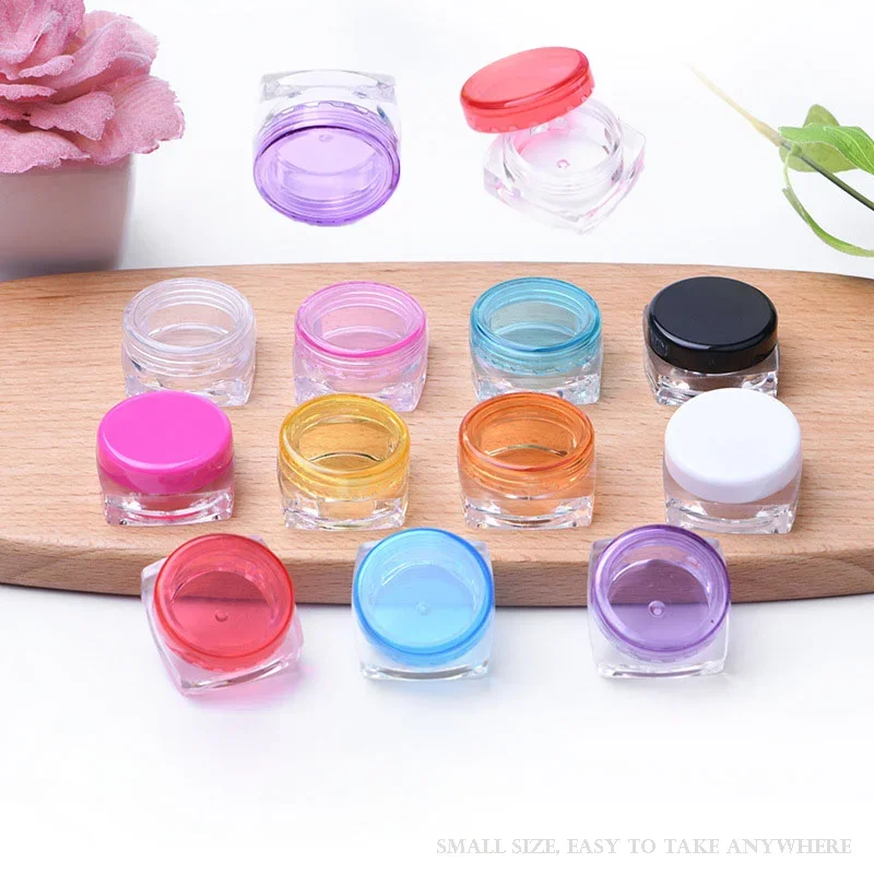 100pcs 3g 5g Empty Mini Plastic Cosmetic Jars Square Base Face Cream Sample Bottle Eyeshadow Cosmetics Travel Refillable Bottles