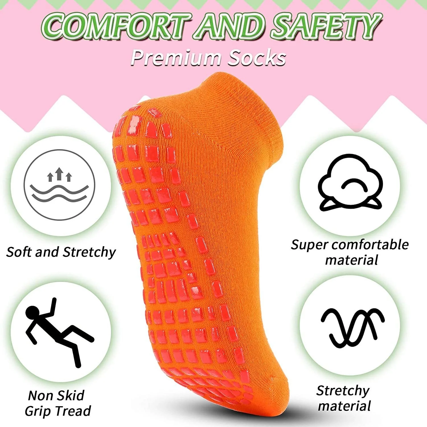 with Trampoline socks Non Grips Slip Yoga Socks Women Anti-Skid Socks Sticky Grippers Socks for Pilates Ballet Barre Yoga