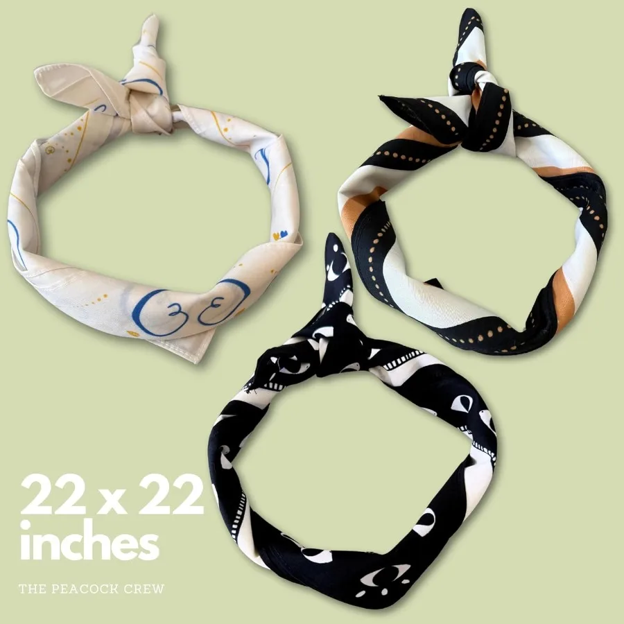 مجموعة عصابات مصممة من القطن الناعم الفاخر للرجال والنساء مقاس 22 × 22 بوصة إكسسوار أزياء متعدد الاستخدامات للمغامرات الخارجية