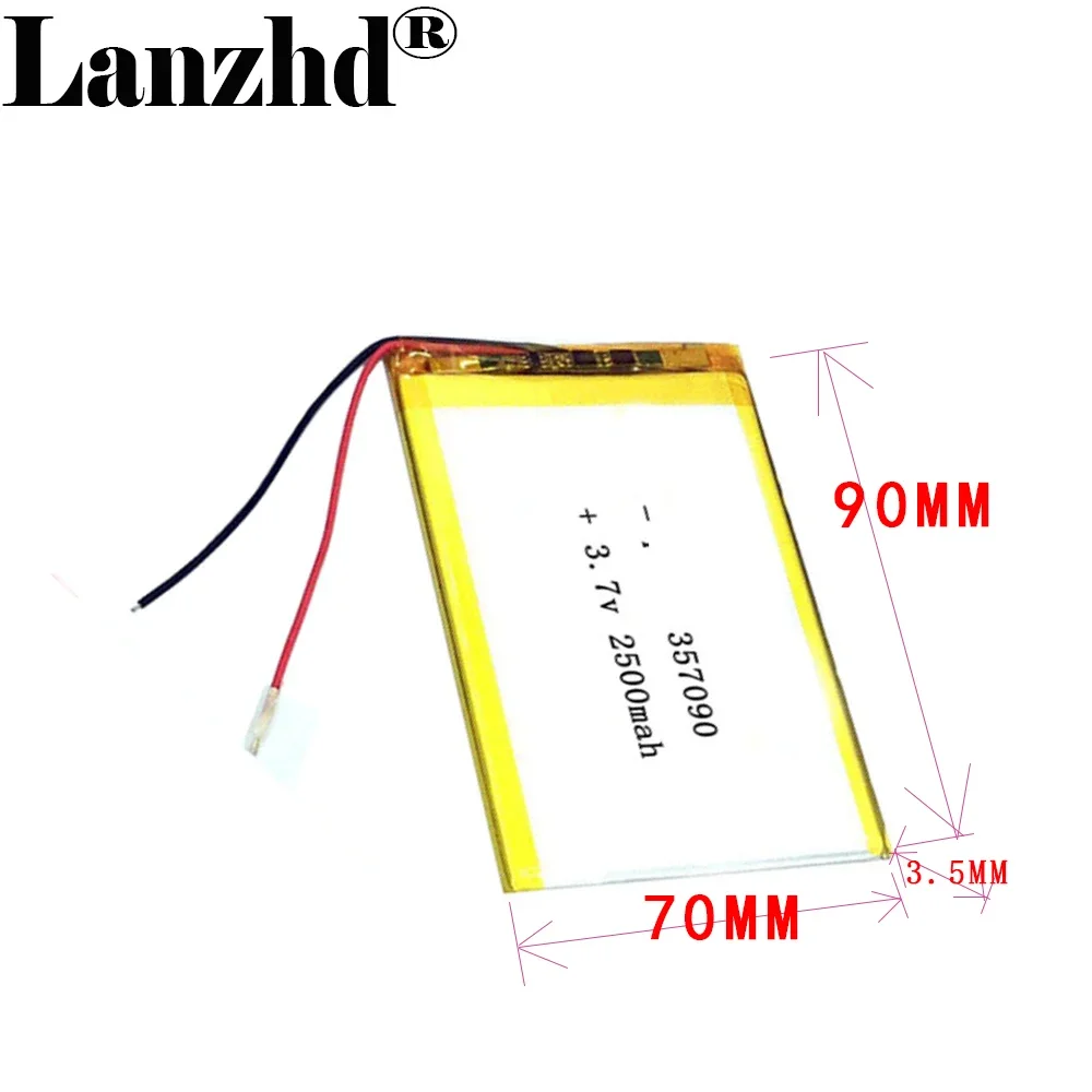 Bateria recarregável Li-Po 357090, Bateria de polímero de lítio, Li Ion Cell para Tablet Q8, 3.7V, 2500mAh, 1-10Pcs