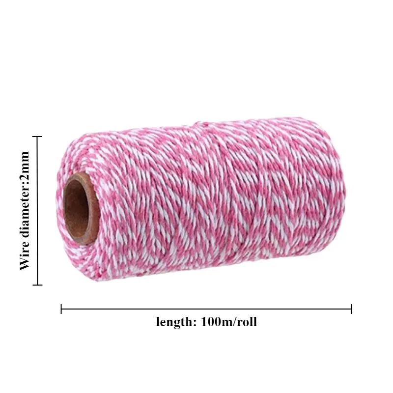 1PC 2mm two-color tamale cotton rope package decorations cotton thread turkey meat sausage bundling cotton hemp rope 100 meters