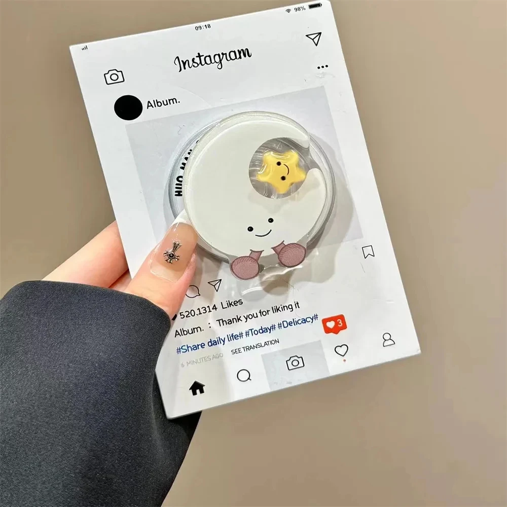 

Korean Cute Moon Stars Rotation For Magsafe Phone Griptok Stand For iPhone 16 Pro Magnetic Wireless Charging Case Bracket