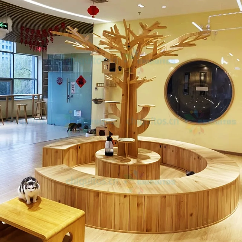 

Chiquitos Custom Wooden Tree Shaped Furniture for Pet-Friendly Spaces Stylish Cat Cafe Pet Climbing and Play Structures