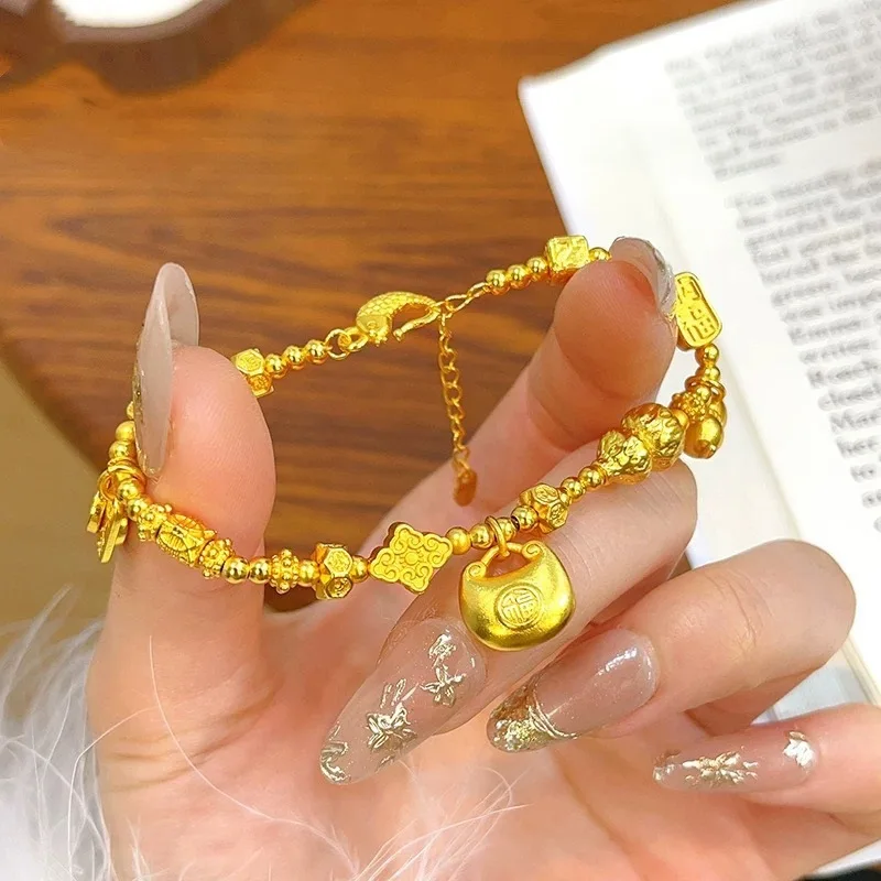 Peace joy transshipment beads Fulu string 9999gold