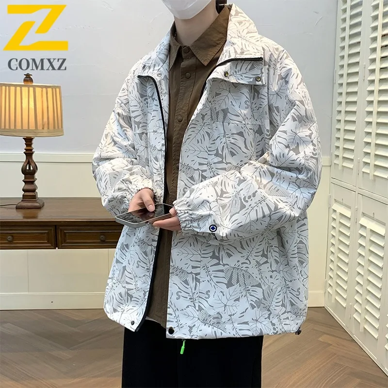 

COMXZ Мужская куртка 2025 Новая минималистичная спортивная корейская модная рабочая ветровка, куртки, осенние куртки в консервативном стиле, уличная одежда