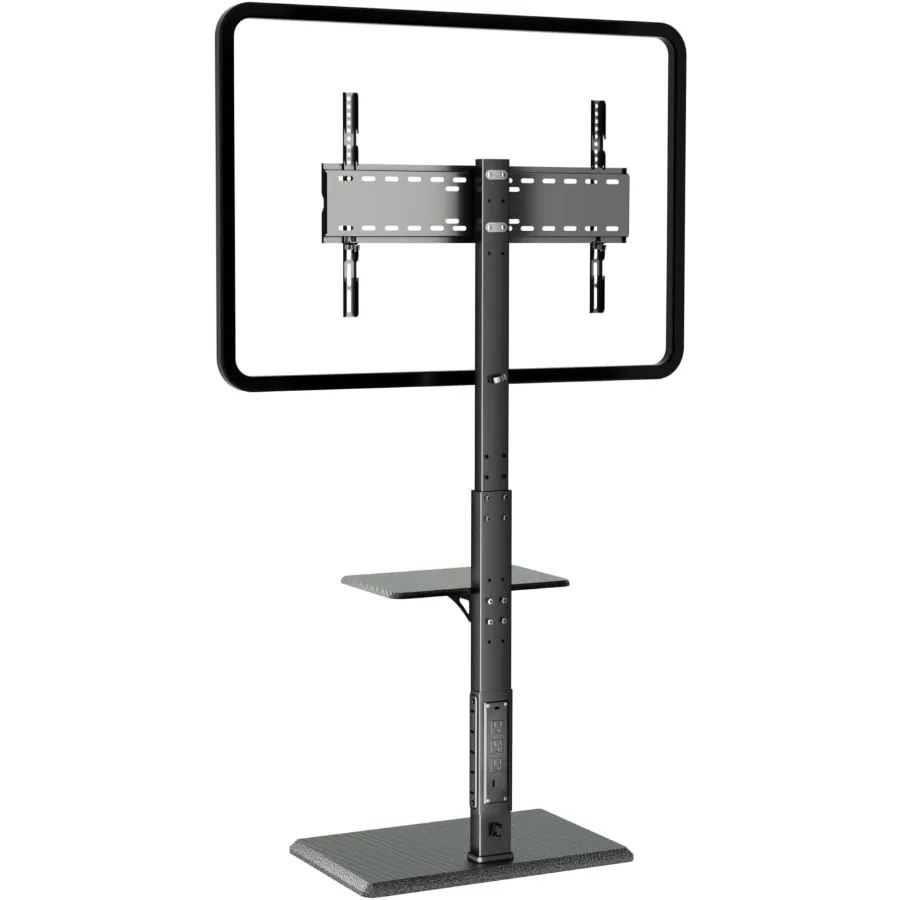 

Universal Floor TV Stand with Integrated Power Outlet and Removable Shelf for 3275 Inch TVs up to 110 lbs Height and Swivel Adj