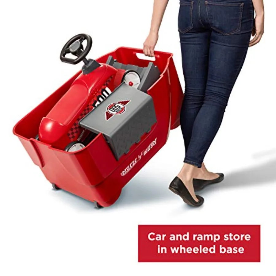 Zabawka dla dzieci Ride On, samochód sportowy do użytku wewnątrz i na zewnątrz z rampą, czerwony