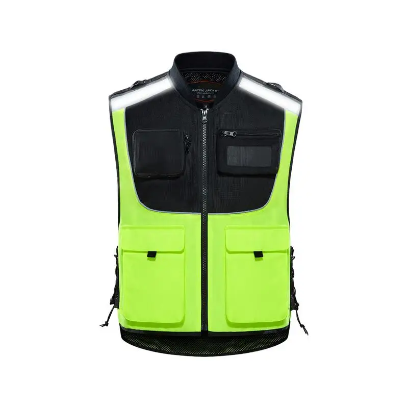 

Reflective Motorcycle Vest Running Vest With Multiple Pockets Safety Vest Adjustable Construction Vest Reflective Running Vest