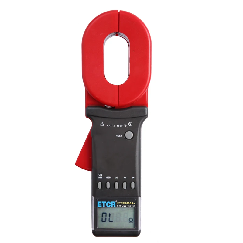 ETCR2000A+ 0.01-200ohm 65*32mm 99 Sets Stored Data Clamp-On Digital Ground Resistance Tester With Alarm Function