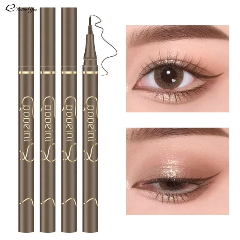 Waterproof Quick Dry Liquid Eyeliner Pen Ultra-fine Matte Black Brown Lasting Lying Silkworm Eyeliner Pencil Beauty Eyes Makeup