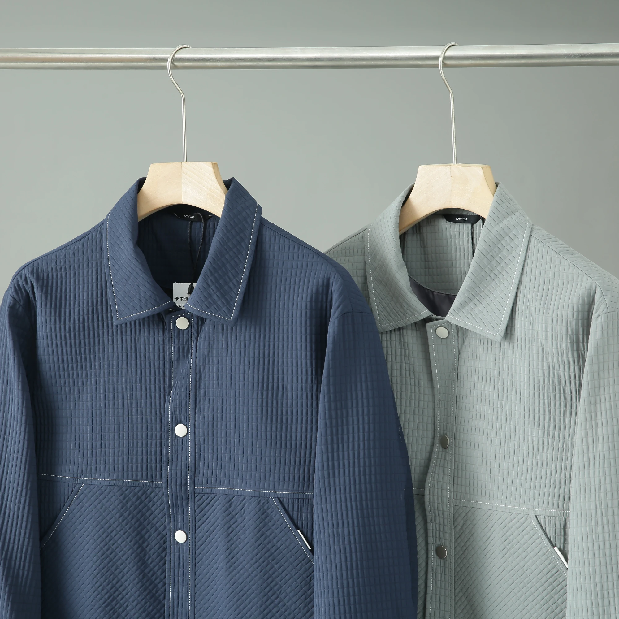 High-End Bubble Cloth Texture Busin da uomo Casual Pendolarismo Jaet Nuovo arrivo autunnale Stand Fit Lungo Sve Colore puro