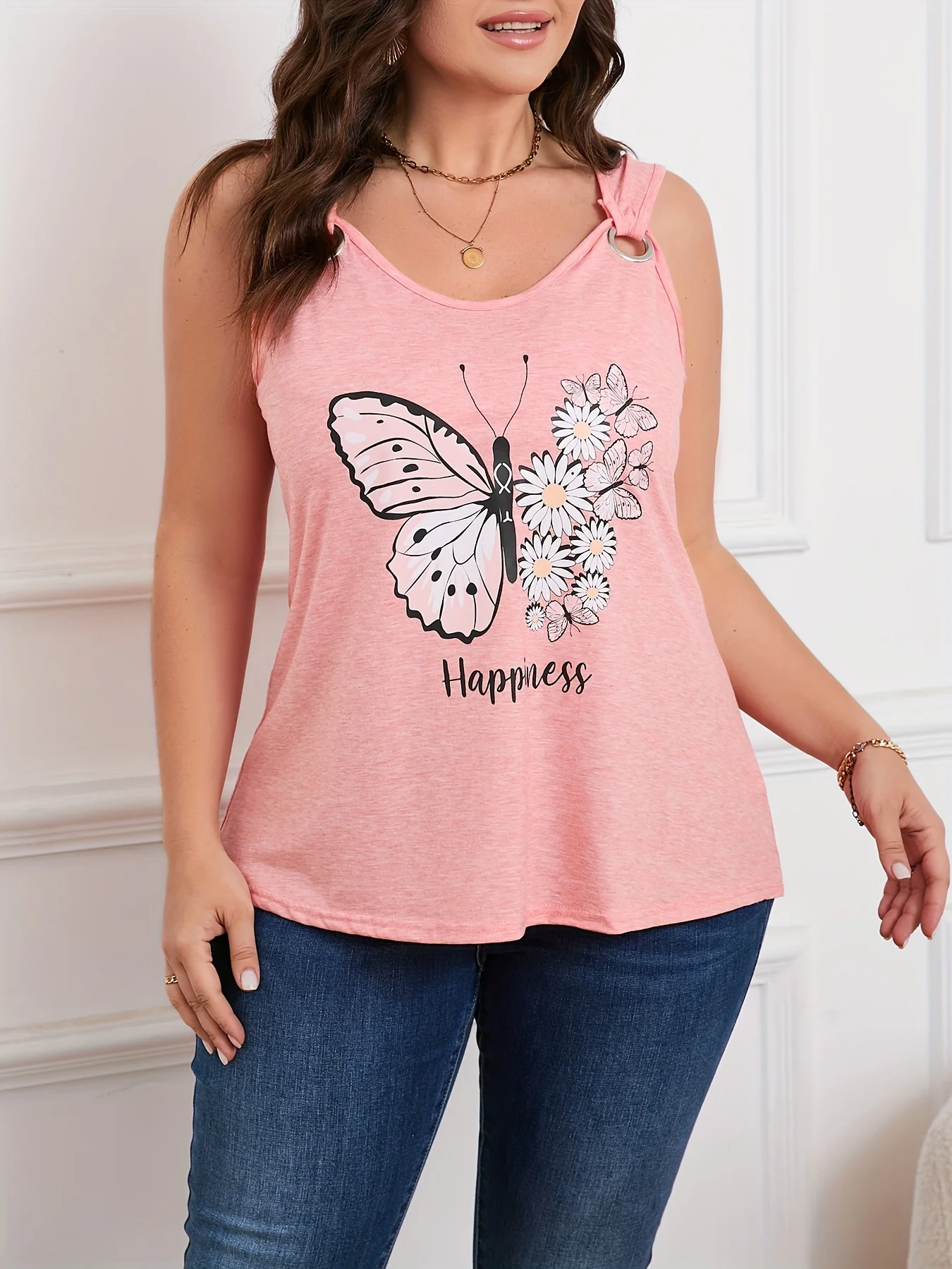 

Летний женский повседневный топ без рукавов с принтом, модный и стильный, больших размеров