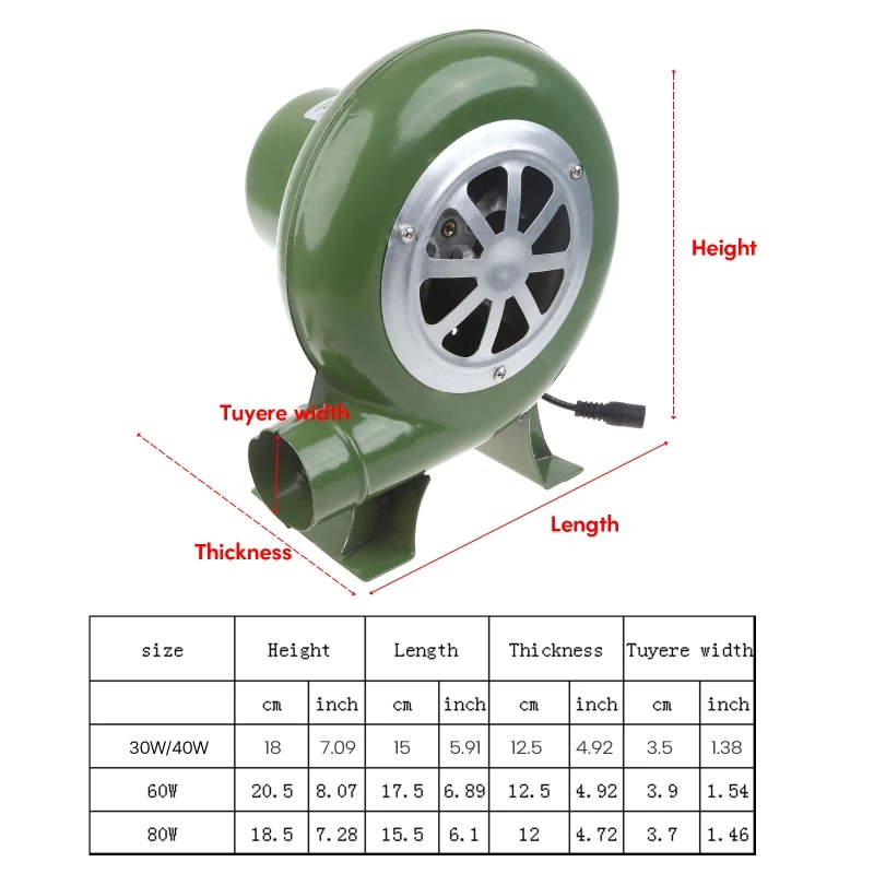 100v 220v Electric Blower HighPower 30/40/60/80W BBQ Camping Blower Fan 2900RPM F1CD