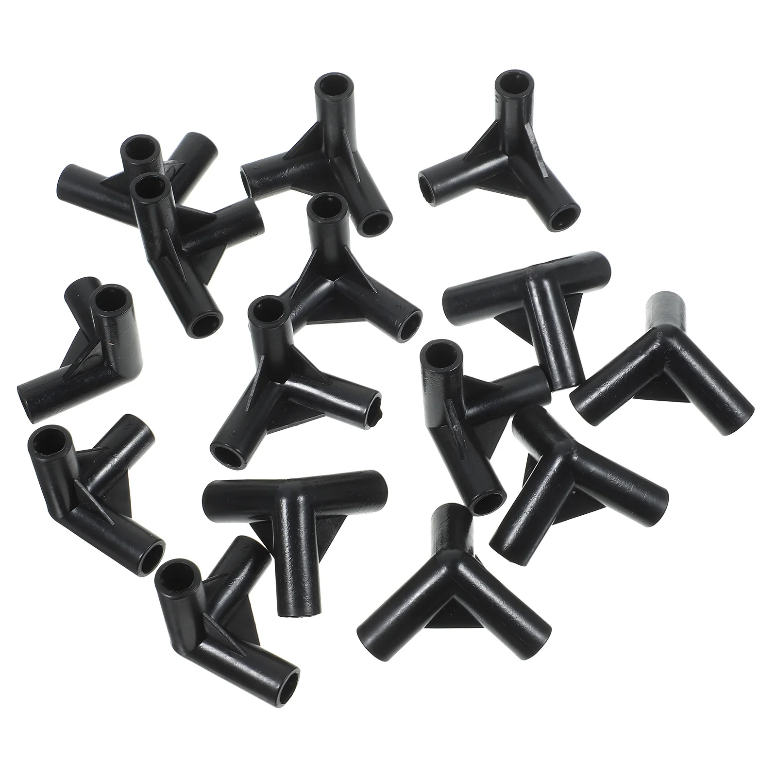 

24pcs Tent Fittings Right Angle Tee Joint Black 8.0mm Canopy Accessories Awning Replacement Parts Plastic PE Connectors Tent