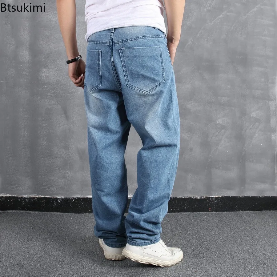 Oversized Men's Loose Casual Jeans 2024 Fashion Street Style Hip Hop Straight Pants Male Handsome Denim Trousers Chic Versatile