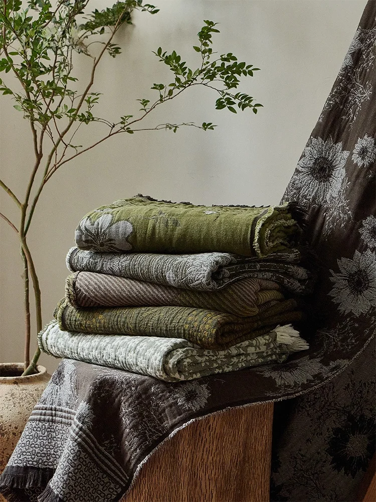 

Хлопковое декоративное покрывало с цветочной вышивкой, высококачественное, с кисточками, для дивана и кровати, в винтажном стиле