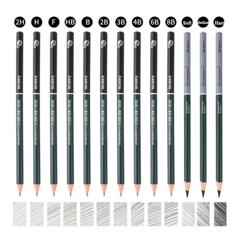 مجموعة أقلام رسم احترافية 10/12/19 قطعة أقلام رسم من فحم الجرافيت لوازم فنية للفنانين المبتدئين