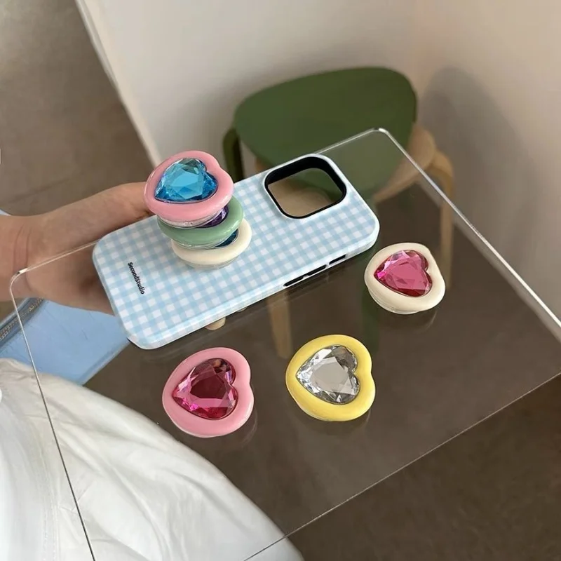 

Корейский 3D кронштейн с сердечком и бриллиантами, ручка Tok Griptok, милые аксессуары для Samsung iPhone, роскошный корейский держатель со стразами Ri