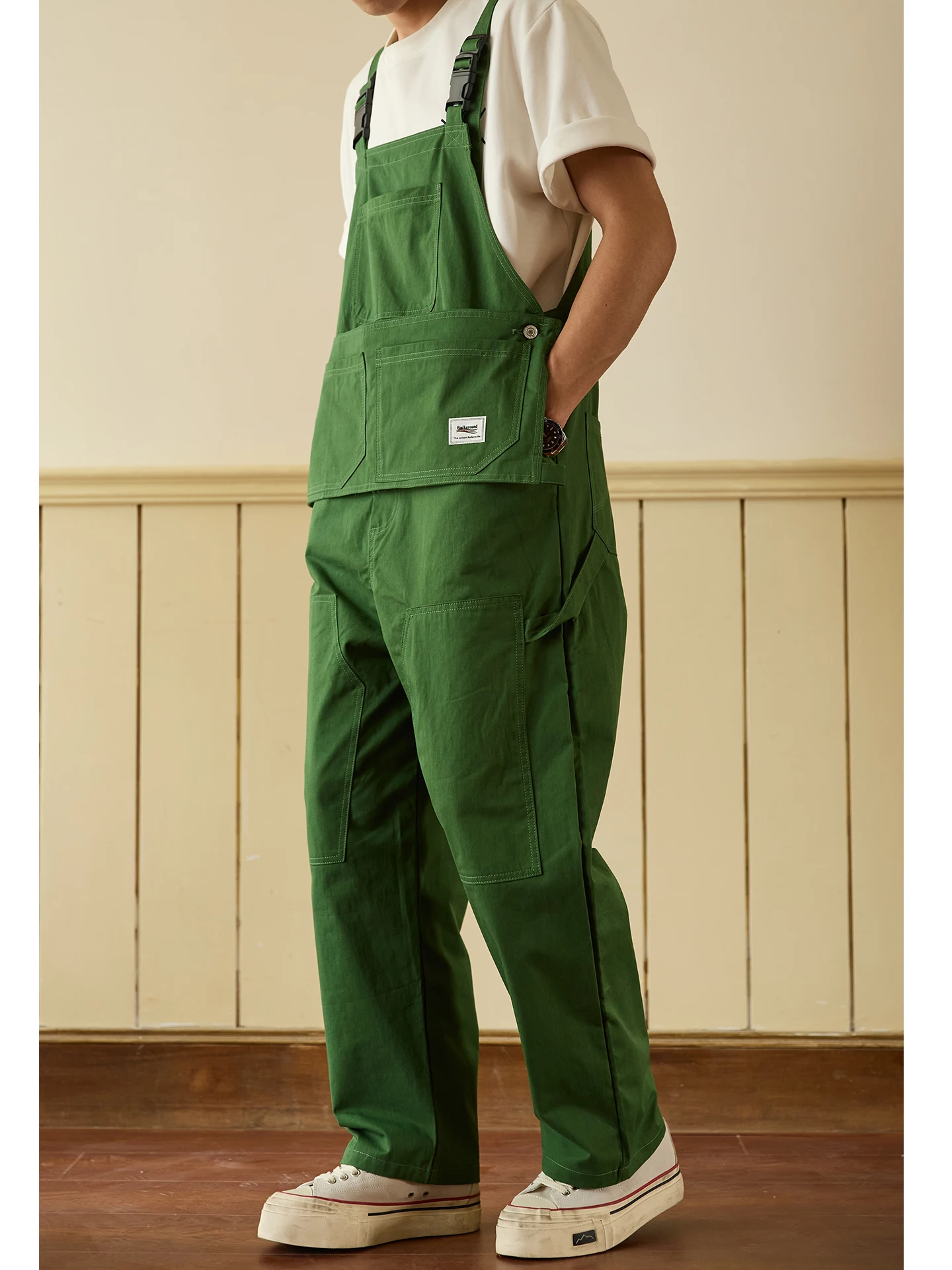 

Мужские свободные хлопковые рабочие комбинезоны в винтажном стиле с множеством карманов, повседневные брюки с поясом, прямые штанины, японский ретро-стиль