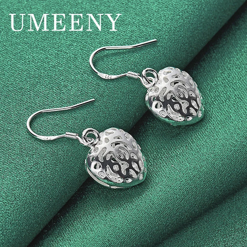 

925 Sterling Silver 30mm Exquisite Heart Shape Hollow Earrings Women Fashion Gift Jewelry Party Accessories
