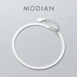Modian Classic 925 Sterling Silver Charm Braceket or Anklet for Women Adjustable Snake Bone Chain Fine Jewelry 2020 Design