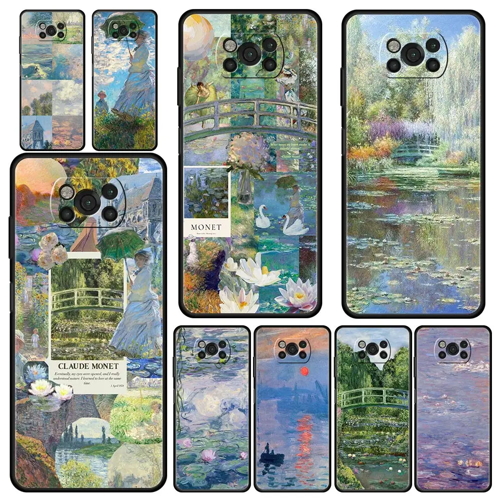 

Phone Case For Xiaomi Poco X6 X5 X4 Pro 5G X3 NFC F5 F4 M5 M4 M3 F3 GT C51 C50 C55 Soft Silicone Black Cover Claude Monet Art