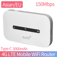 4G LTE Portable WiFi Hotspot 3000mAh 150Mbps Wireless Internet Router with SIM Card Slot Pocket Mobile Hotspot for Car Travel