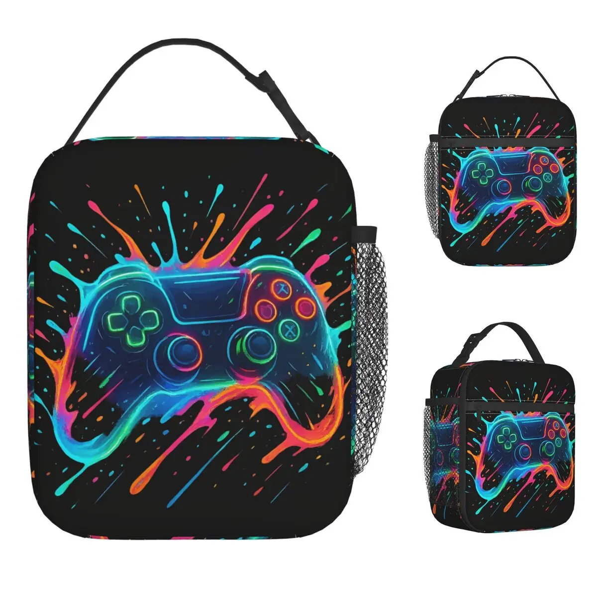 Game Controller Funny Lunch Bag For Unisex Designer Lunch Box Fashion Office Cooler Bag Portable Oxford Thermal Tote Handbags