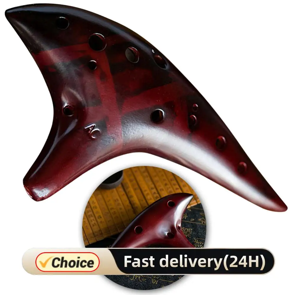 

Керамические окарина с 12 отверстиями и защитной сумкой, профессиональный инструмент окарина Alto C Tone для начинающих меломана