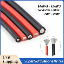 Super Soft Heat-resistant Silicone Cable 30/28/26/24/22/20/18/16/15/14/13/12AWG Car Battery Automotive Wiring Electrical Wires