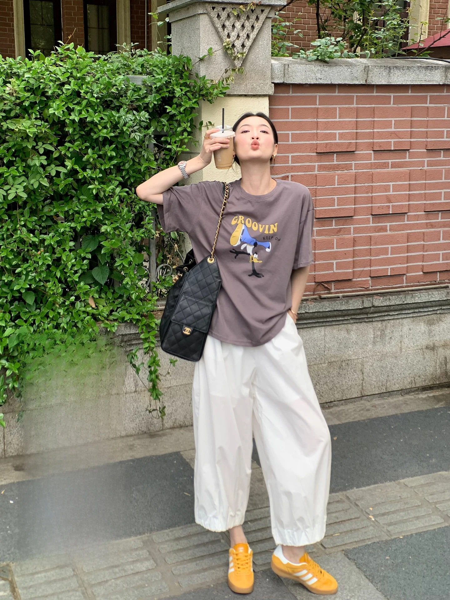 

Folelse Bubble Lantern Pants Women's Casual Loose Fit Summer Faion Bloggers Versatile l Waist Elastic Cotton