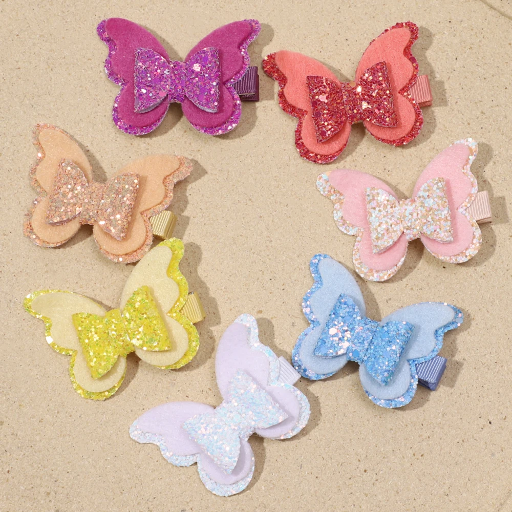 Glitter Butterfly Bow Hair Clips para crianças, grampos de cabelo para meninas, Kids Headwear, Acessórios para bebês, presilhas, 36 pcs por lote