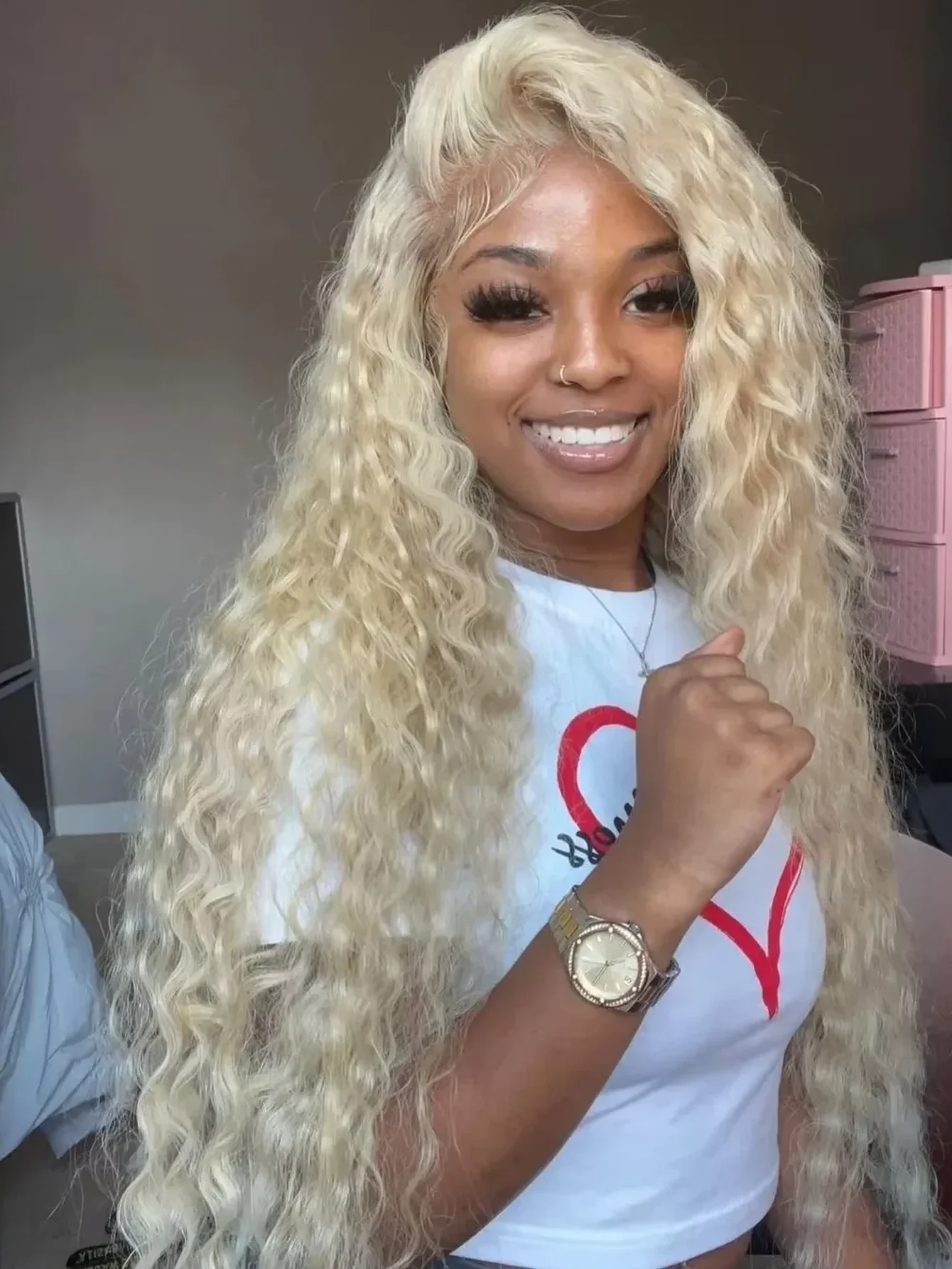 Peluca de onda profunda 613, pelucas frontales de encaje transparente HD 13X4, cabello humano prearrancado con pelo de bebé, peluca rubia, pelucas frontales de encaje