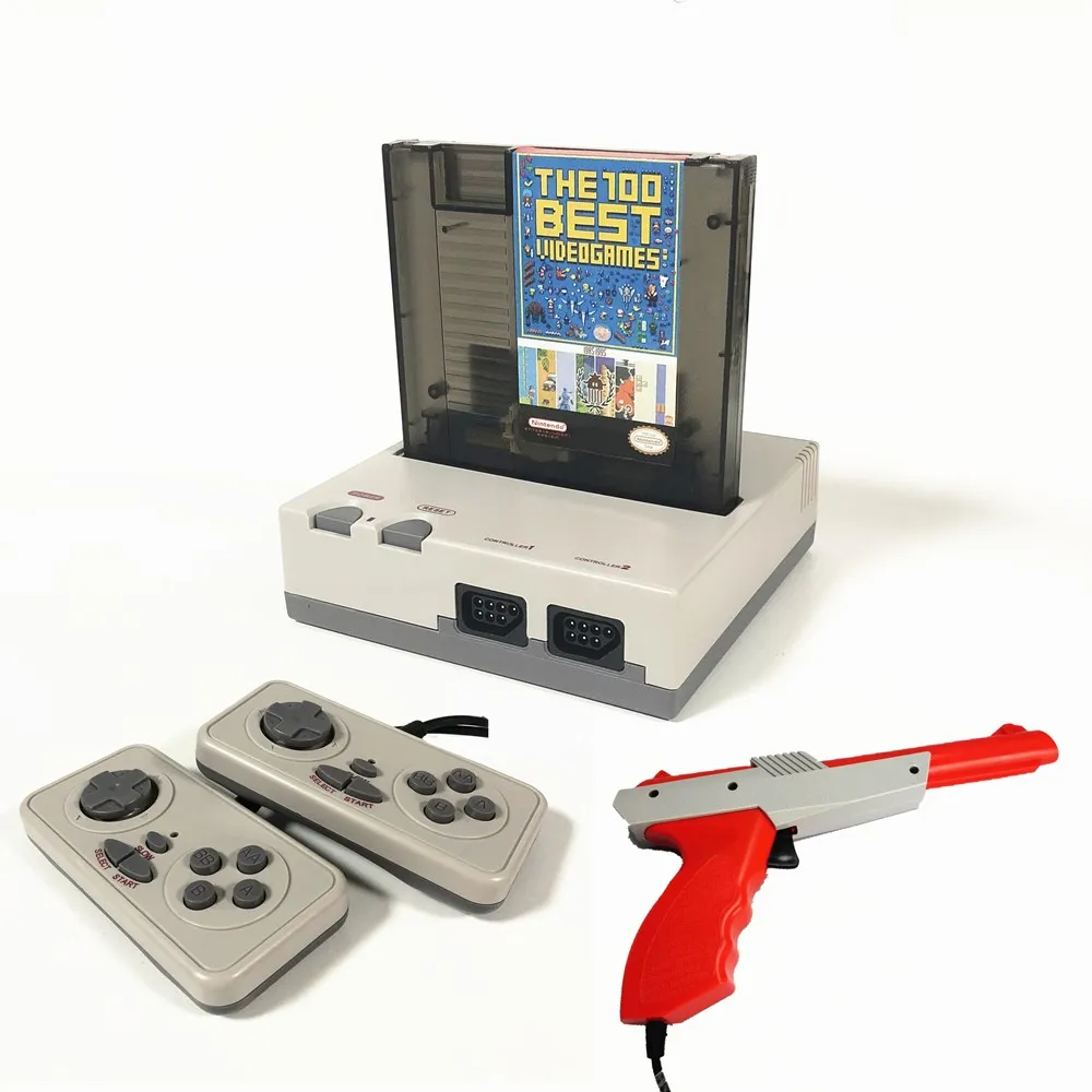 NES konsol Gaming edisi klasik 8Bit, untuk kartrid Game 72Pin, sistem Video Game keluarga Retro dengan Gamepad senjata